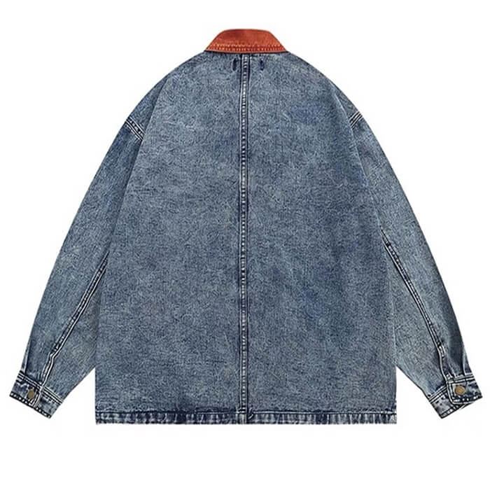 autumn leaves embroidery denim jacket