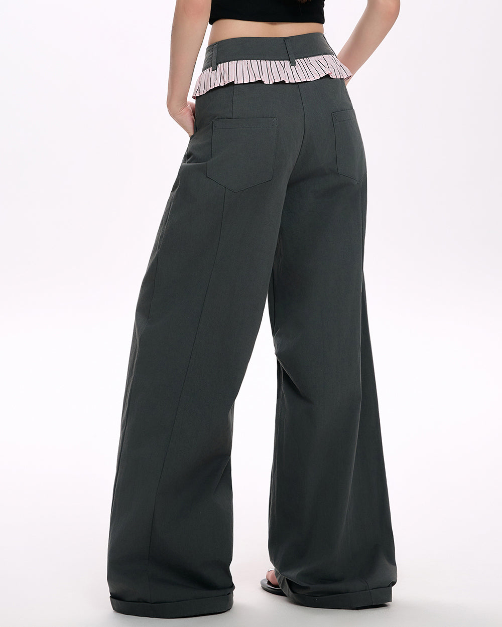 blokette aesthetic wide leg trousers