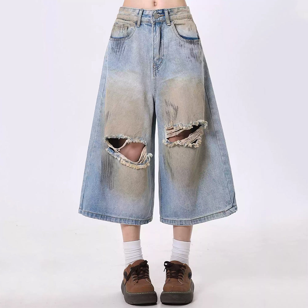 wash me out distressed denim shorts
