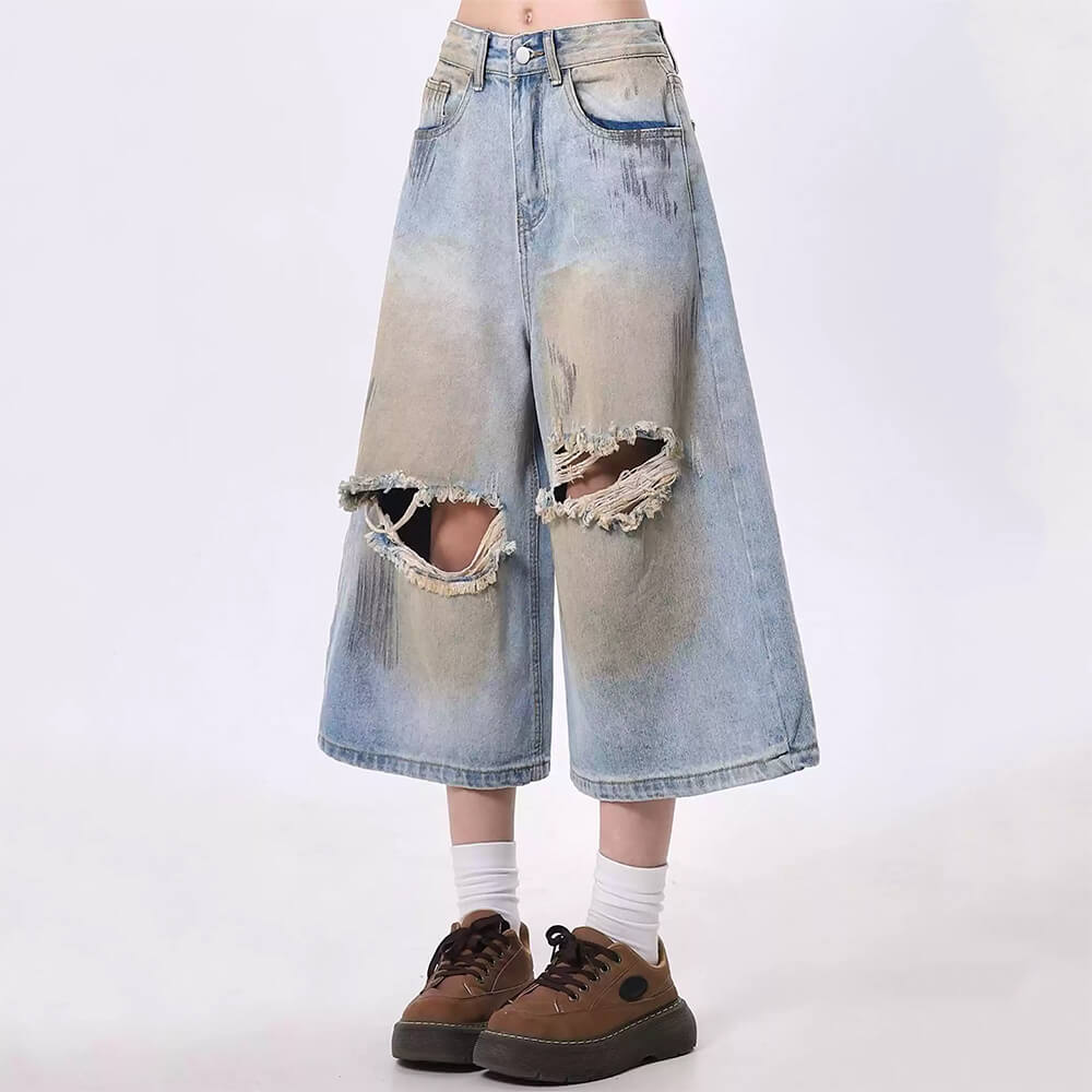 wash me out distressed denim shorts