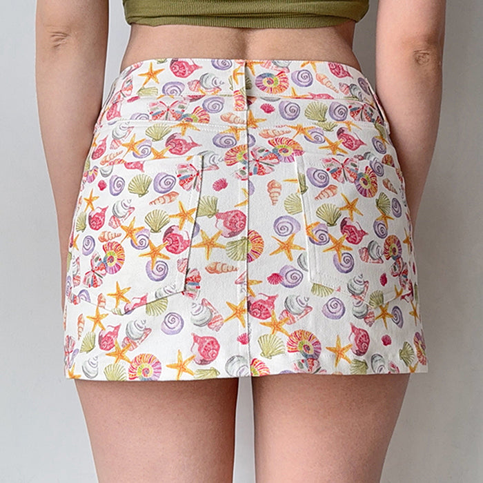 mermaid aesthetic denim mini skirt