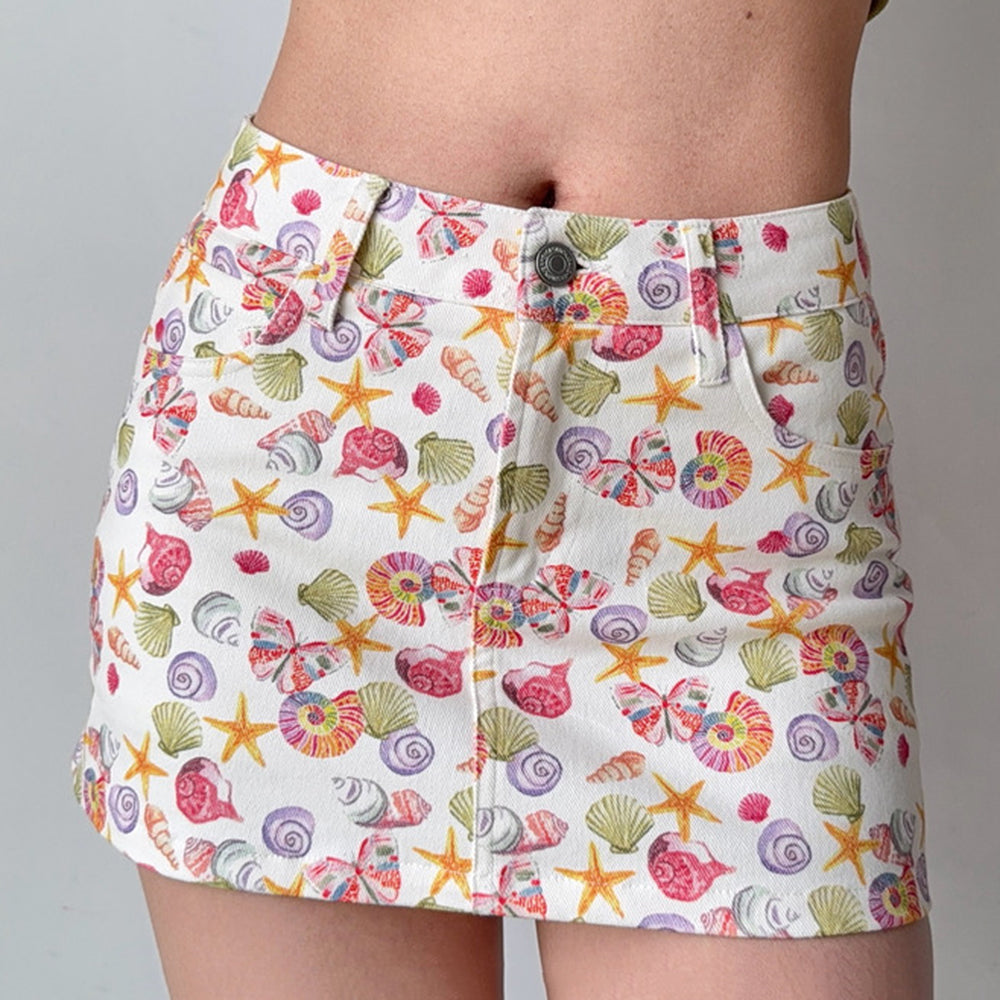 mermaid aesthetic denim mini skirt