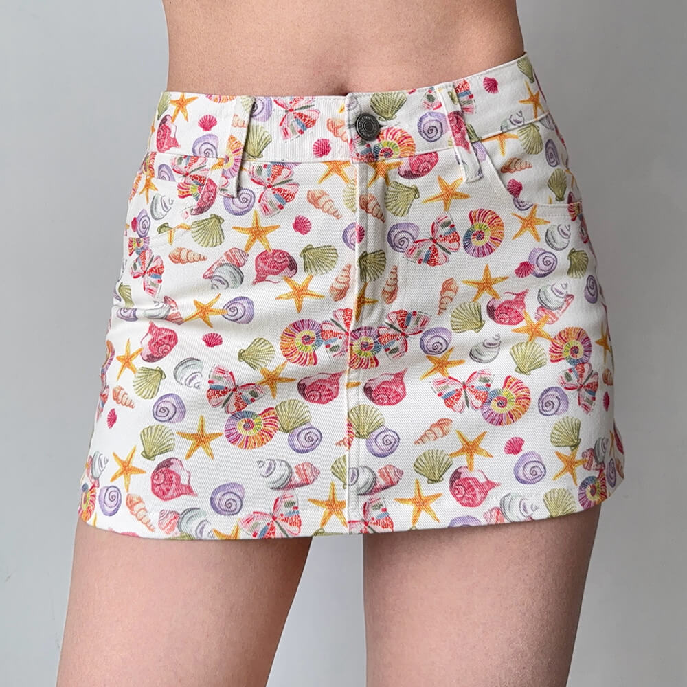 mermaid aesthetic denim mini skirt
