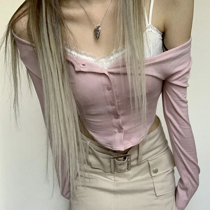 2000's baby layered pink top